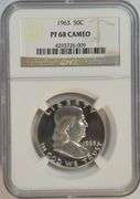 Sensational near flawless 1963 Cameo Proof Franklin Half Dollar. NGC PF68