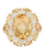 Le Vian Oval Citrine and 0.20ctw Diamond Double Frame Cocktail Ring in 14K