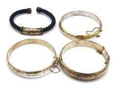 Vintage 925 sterling silver group lot of engraved bangles