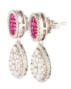1.18ctw Rubies and 1.75ctw Diamond Pear Shaped Cluster Frame Drop Earrings in 14K