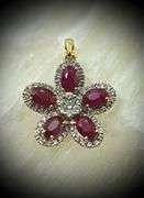 Stunning 14K Yellow Gold Ruby and Diamond Flower Pendant