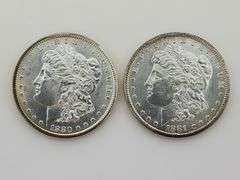 1880-S & 1881-S Morgan Silver Dollars, UNC