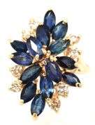 14kt Yellow gold 1.60ctw sapphire and diamond cluster ring