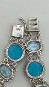 925 Sterling Silver EA Signed Turquoise and Blue Topaz Bracelet