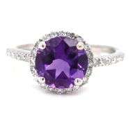 14kt White gold 1.35ctw amethyst and diamond halo ring