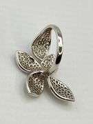 925 Sterling Silver Modern Five leaf Petal Pave Ring