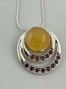 Italian 925 Sterling Silver Vintage Garnet And Jasper Necklace