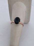 CERTIFIED  14K ROSE GOLD RING WITH A DARK BLUE SAPPHIRE