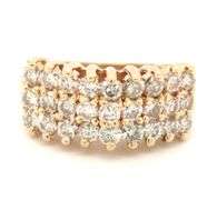 14kt Yellow gold 0.50ctw 3 row diamond ring