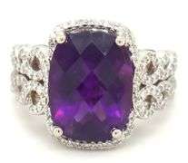 14kt White gold 10ct amethyst and 1ctw diamond ring