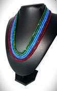 Natural Cornflower Blue Sapphire, Ruby, and Emerald Necklace