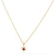 14kt Yellow gold ruby and diamond pendant on chain