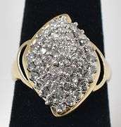 Sparkling 10K Yellow Gold Diamond Cluster Ring