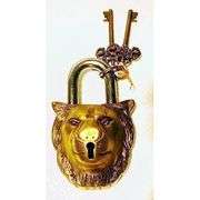Brass Lion Padlock with Keys