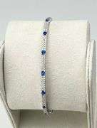 925 Sterling Silver Cubic Zirconia And Blue Stone By The Yard Bangle