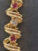 14KT Gold Ruby and Diamond Tennis Bracelet