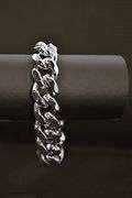 Huge 80.5 Gram 14 Kt White Gold Plate Cuban Curb Link Bracelet
