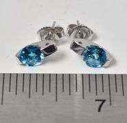 Elegant 14K White Gold Approx. 1.46CTW Blue Topaz Gemstone Stud Earrings