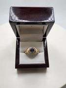 Gents 14KT Gold Sapphire and Diamond Ring