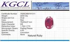 Huge Museum Size 2040 Ct Certified Natural Red Ruby Solitaire