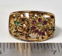 Ruby, Emerald and Sapphire Gemstone Ring in Vermeil Sterling Silver