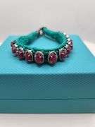 New! +10 ctw all natural rubys and diamond weaved on fabric bracelet