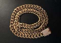 Huge 208.3 Grams 14 Kt Gold Plated Curb Chain Link Necklace