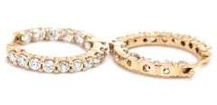 14kt Yellow gold 2.40ctw diamond in out hoop earrings