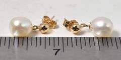 Sophisticated 14k Yellow Gold Pearl Dangle Earrings