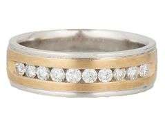 Gents 0.45ctw Diamond Channel Set Two Tone Band Ring in 14K