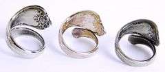 3 Vintage Spoon Rings, All Size 6