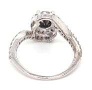 10kt White gold black and white diamond crossover ring