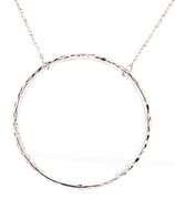 14kt White gold Hammered finish circle pendant on chain