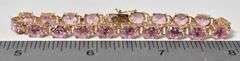Delightful 10K Yellow Gold Pink CZ Gemstone Bracelet