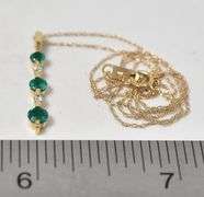 Astonishing 14K Yellow Gold Emerald and Diamond Pendant Necklace