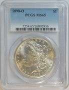 Sparkling-white Gem BU 1898-O Morgan Silver Dollar. PCGS MS65