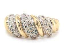 14kt Yellow gold 2 tone diamond pave sculpted ring