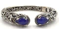 Carolyn Pollack Vintage Lapis doublet filgree hinged bangle bracelet