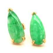 18kt Yellow gold pear green Jade earrings