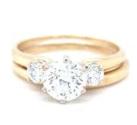 14kt Yellow gold 1.06ct Enhanced and 0.20ctw side diamond engagement set ring