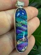 Sterling Silver 925 One of a Kind Dichroic Glass Pendant