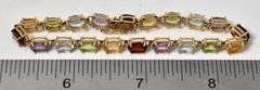 Amazing 14K Yellow Gold Amethyst, Blue Topaz, Peridot, Citrine, and Garnet Gemstone Bracelet