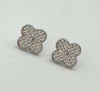925 Sterling Silver Crystal Clover Stud Earrings