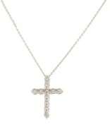 New 0.81ctw Diamond Shared Prong Cross Pendant Necklace in 14K