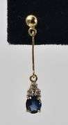 Creative 14K Yellow Gold Approx. 0.80CTW Blue Sapphire Gemstone Dangle Earrings with Diamond Accents