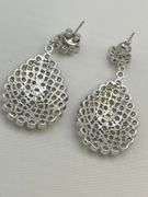 925 Sterling Silver Tear Drop Bubble Clear Rhinestone Earrings