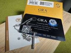 Sterling Silver Rhodium Plated 925 Cross Moissanite Pendant Necklace 16" +2"