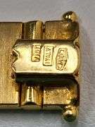 Investment! Gents Signed Italian 18KT Yellow Gold Bracelet with a very fine quality Zambian Emerald 