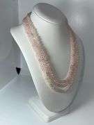 Beautiful 472 Cttw Natural Rose Quartz 3 Strand Necklace
