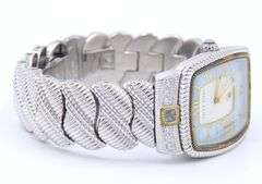Judith Ripka Blue Mother of Pearl Rectangle Dial Watch
